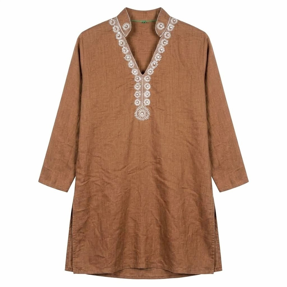 Ethnic Karachi Arts & Crafts K.A.C. Beaded Tunic Top Brown Bronze L
